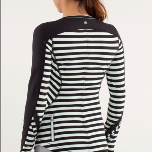 EUC Lululemon Striped Mint and Black long sleeve top - Picture 2 of 9